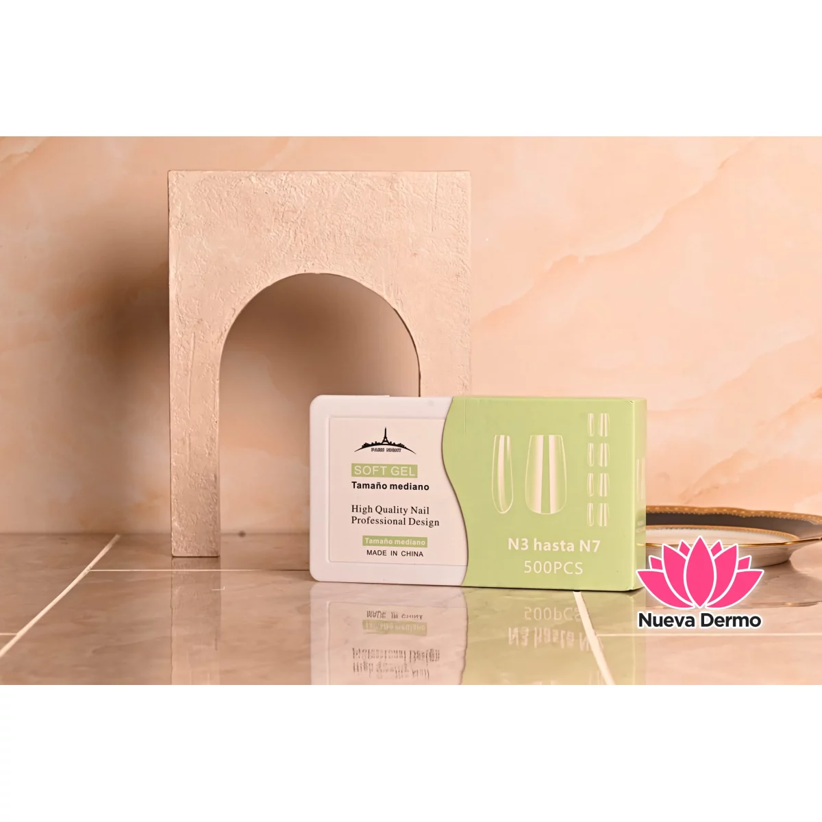 TIPS SOFT GEL CUADRADA *500 EN CAJA SOLO 5 TAMANO DE MED TRANSPARENTE 20850-1