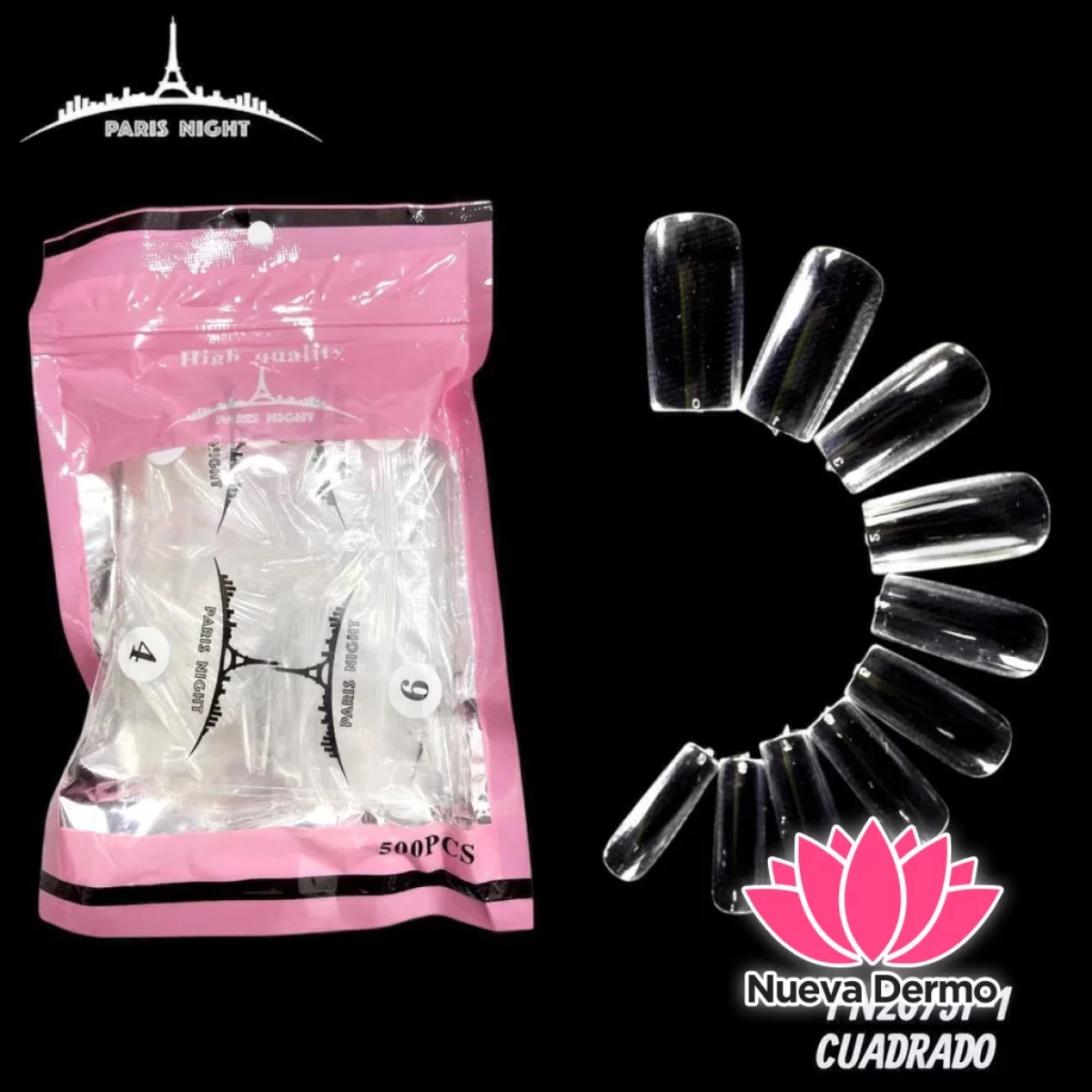 TIPS SOFT GEL CUADRADA X500 EN BOLSA TRANSPARENTE PARIS NIGHT CD: PN20751-1
