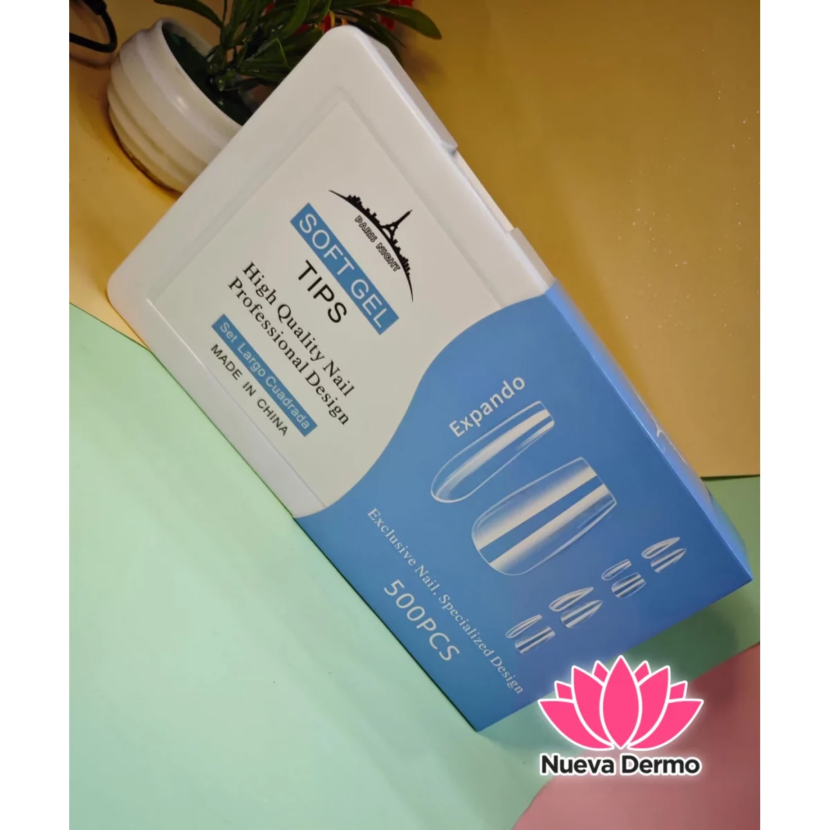 tips soft gel cuadrada x500 set largo en caja (20753)