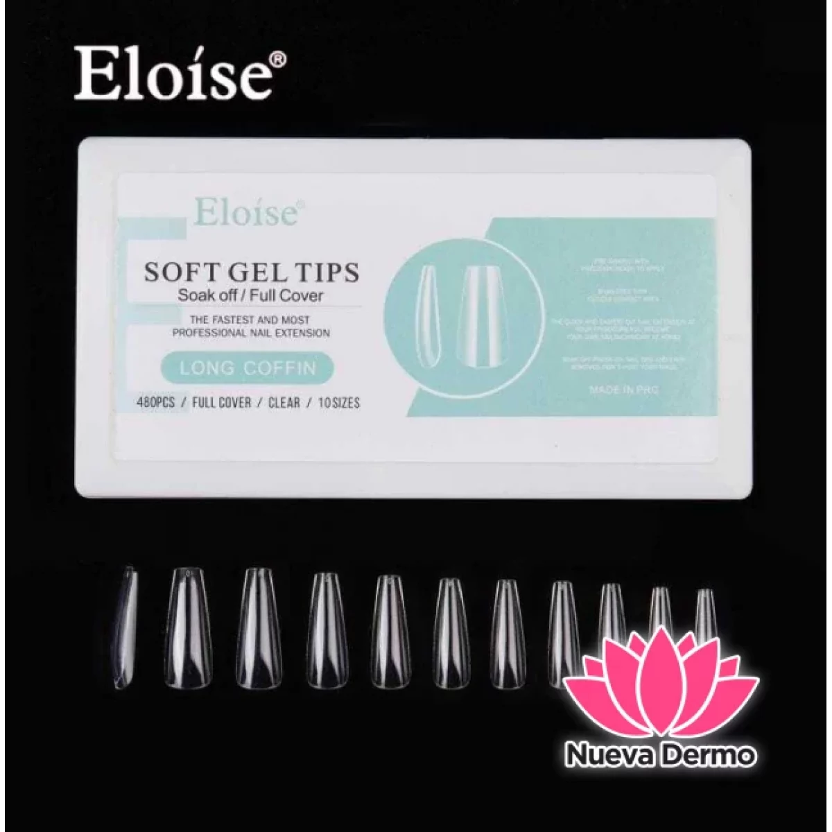 Tips soft gel LONG COFFIN X480 EN CAJA (010205) ELOISE