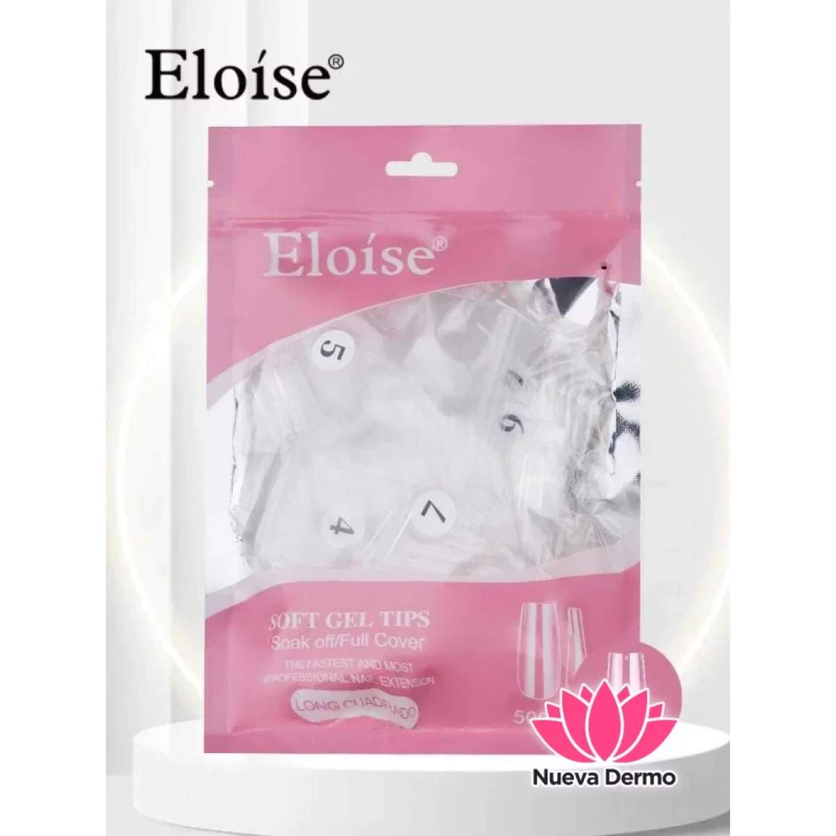 Tips soft gel LONG CUADRADO x500 (010472) ELOISE