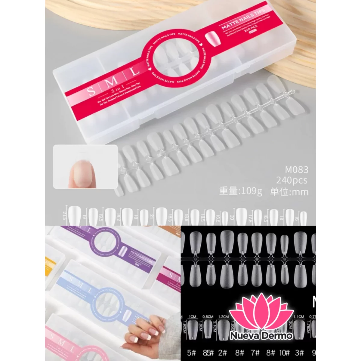 TIPS SOFT GEL MATTE COFFIN CORTO X 240PCS