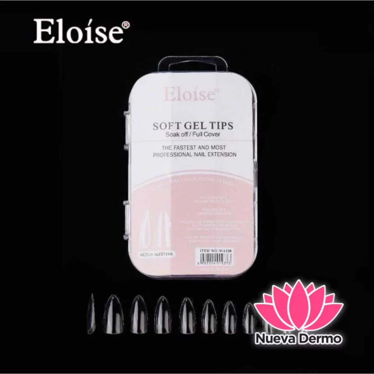 Tips soft gel MEDIUM ALMENDRA x120 EN CAJA CHICA (010373) ELOISE