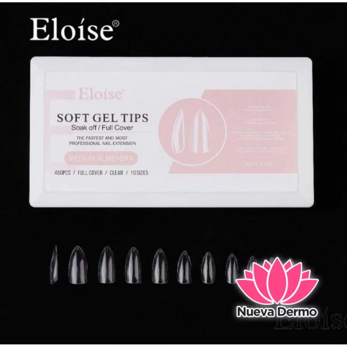Tips soft gel MEDIUM ALMENDRA X480 EN CAJA (010250) ELOISE