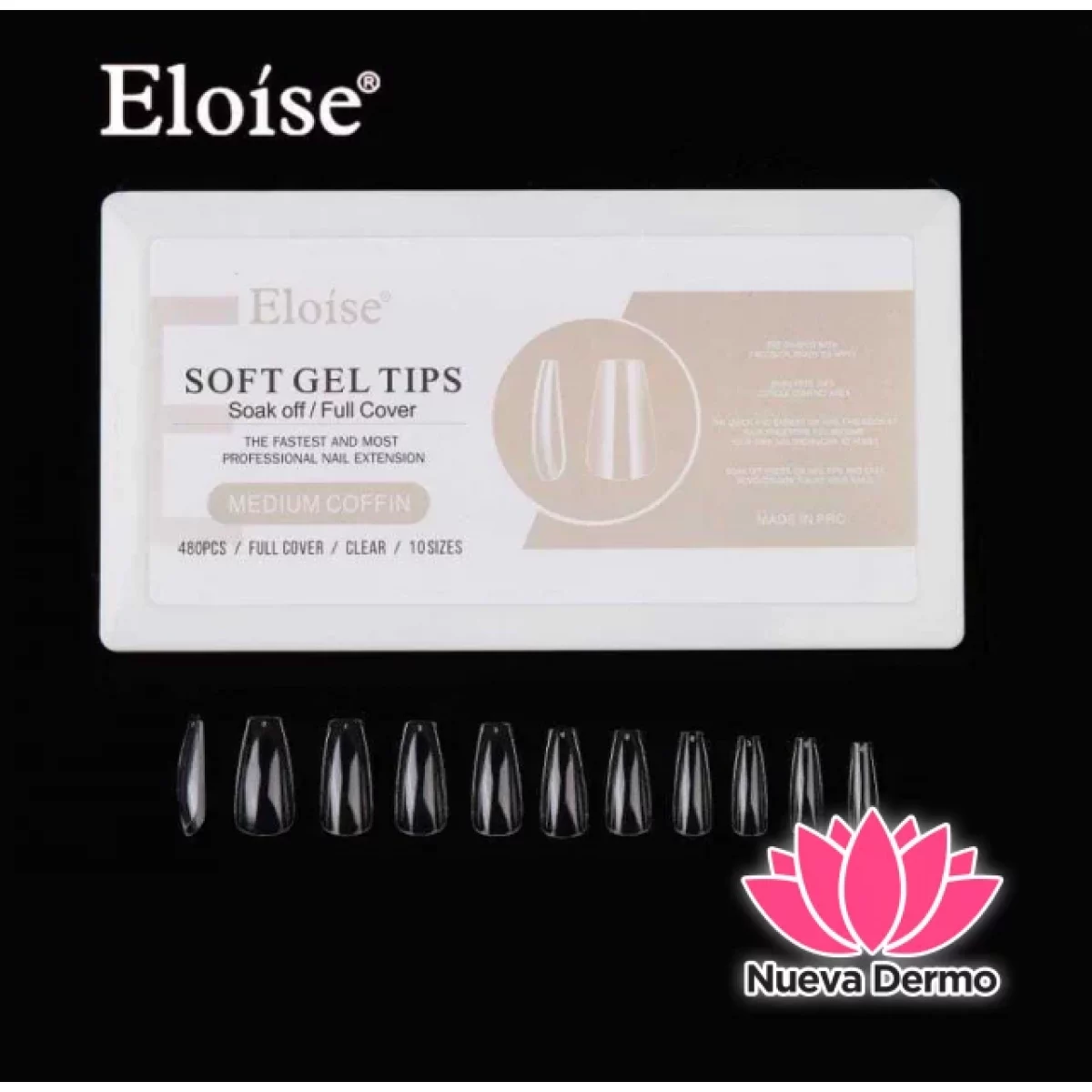 Tips soft gel MEDIUM COFFIN X480 EN CAJA (010243) ELOISE