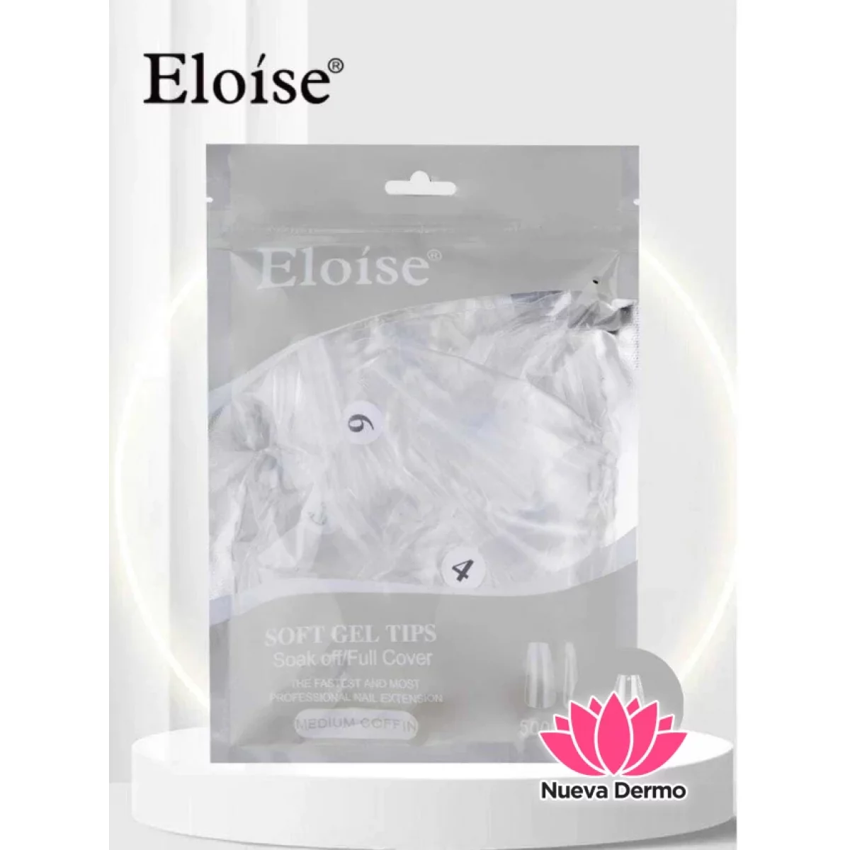 Tips soft gel MEDIUM COFFIN X500 (010489) ELOISE
