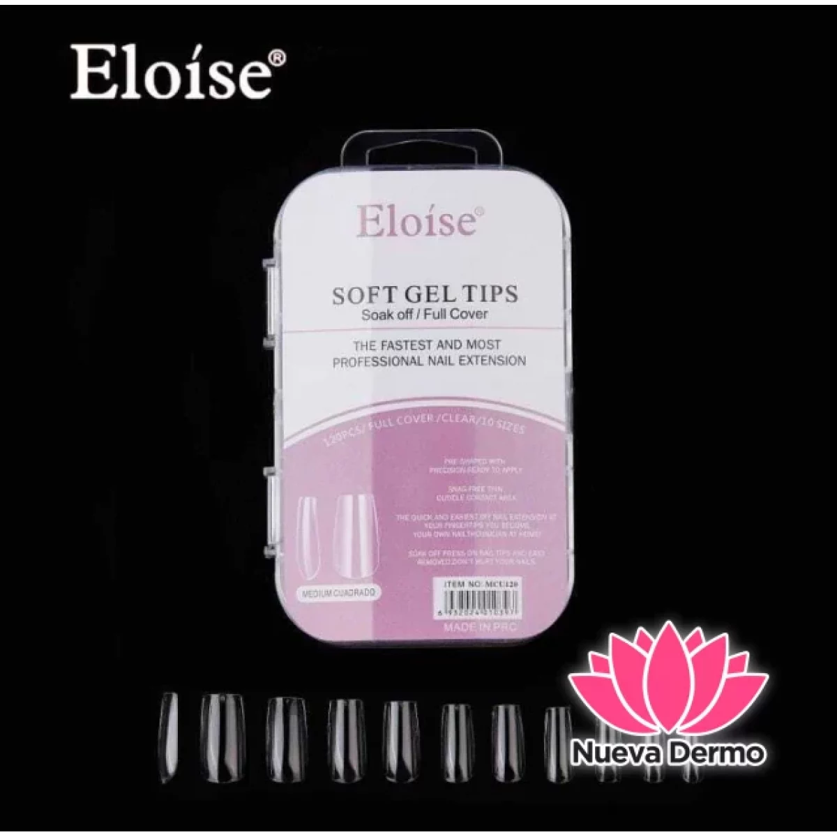 Tips soft gel MEDIUM CUADRADO x120 EN CAJA CHICA (010397) ELOISE