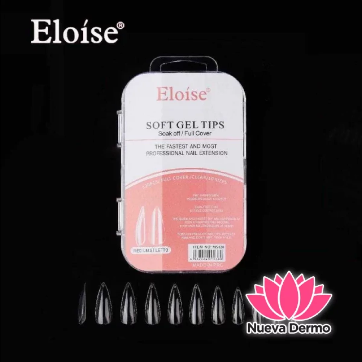 Tips soft gel MEDIUM STILETTO x120 EN CAJA CHICA (010380) ELOISE