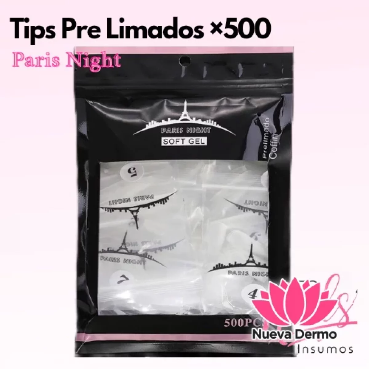 Tips Soft Gel Pre Limados × 500 - PARIS NIGHT