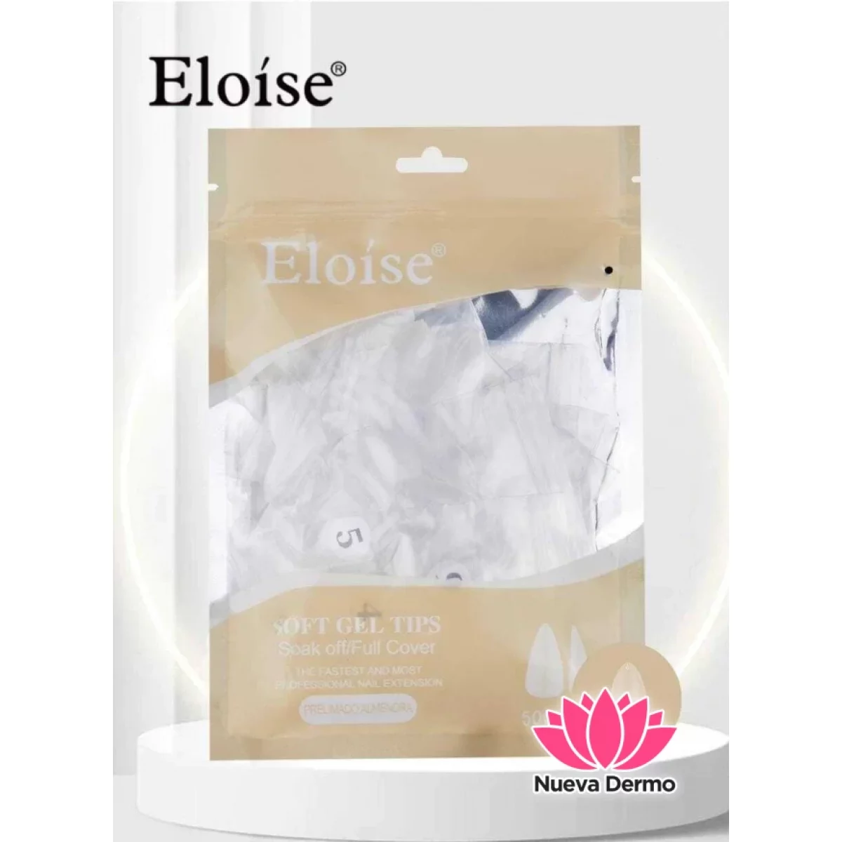 Tips soft gel PRELIMADO ALMENDRA x500 (010533) ELOISE