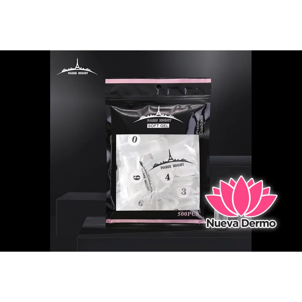 TIPS SOFT GEL PRELIMADO CUADRADA *500 EN BOLSA 20951-1