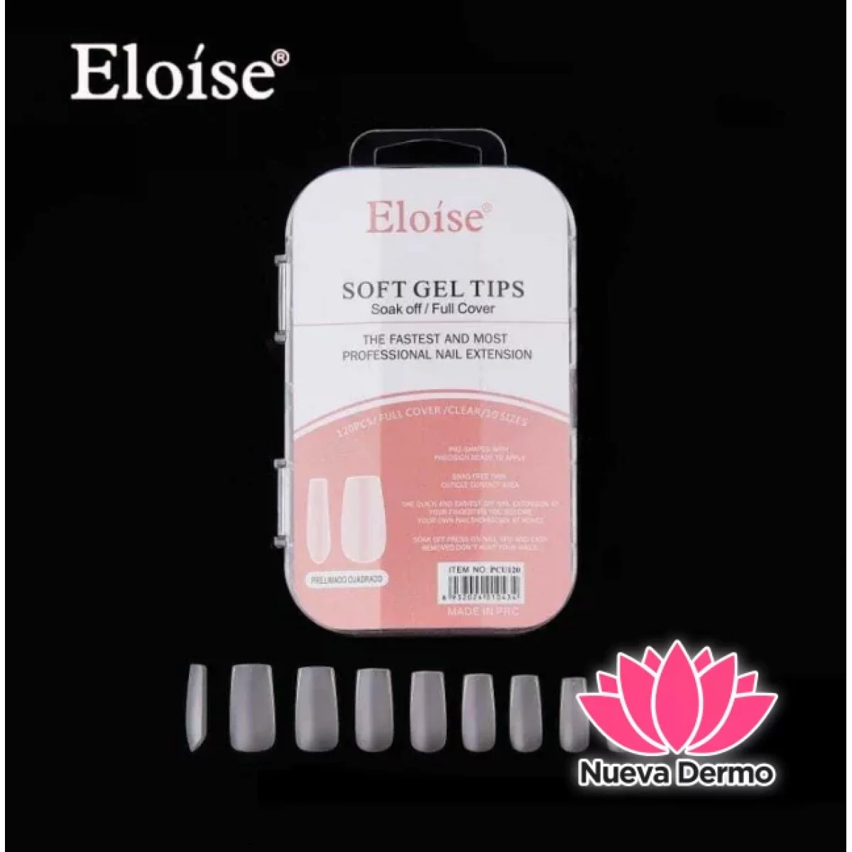 Tips soft gel PRELIMADO CUADRADO x120 EN CAJA CHICA (010434) ELOISE