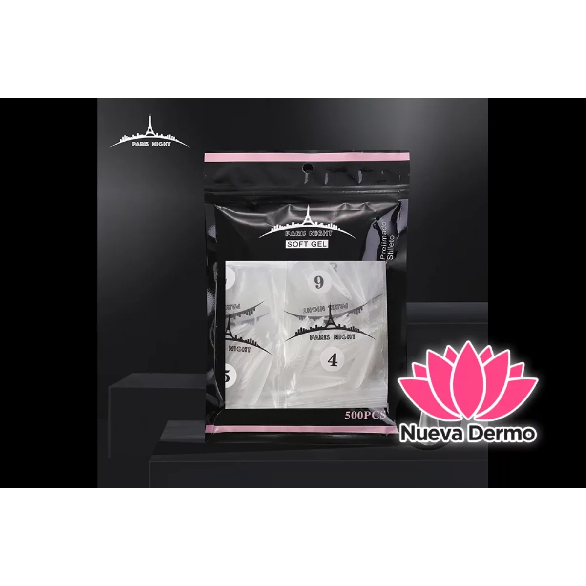 TIPS SOFT GEL PRELIMADO STILETO *500 EN BOLSA 20951-2