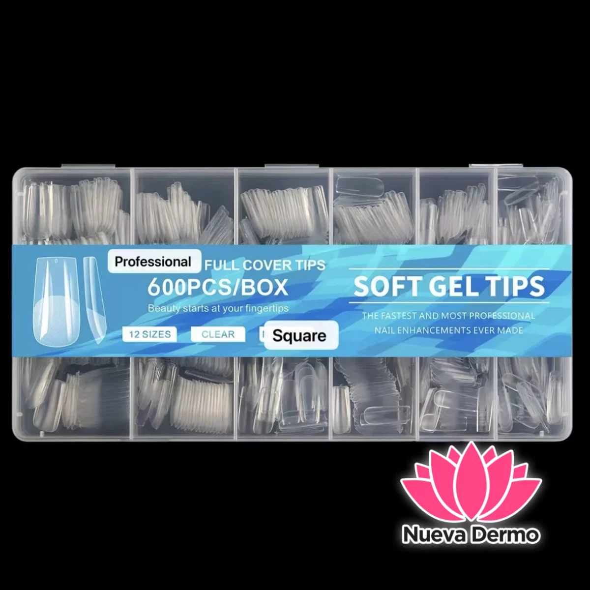 Tips soft gel profesional 600pc prelimados Cuadrado JUN-JP05