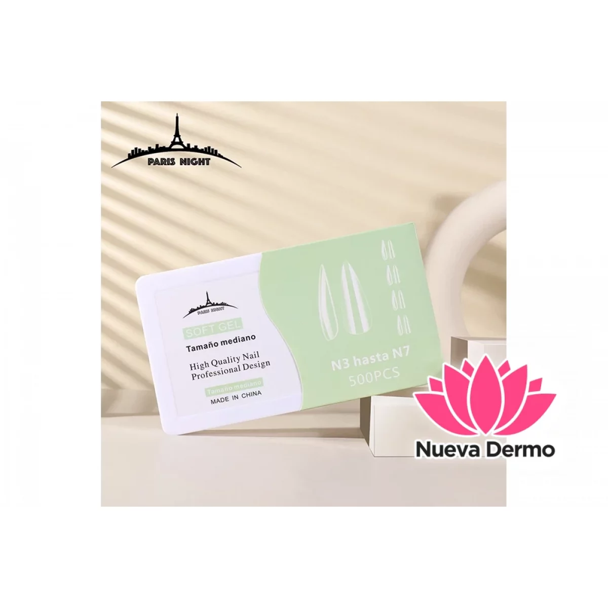 TIPS SOFT GEL STILETO *500 EN CAJA SOLO 5 TAMANO DE MED TRANSPARENTE 20850-2