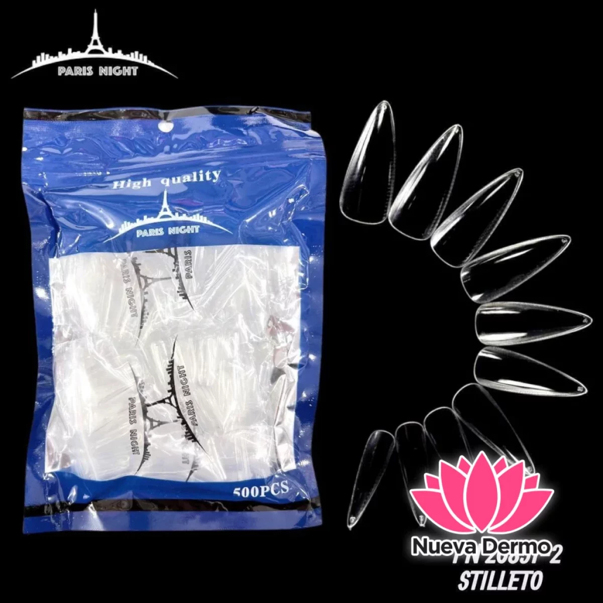 TIPS SOFT GEL STILLETO PAQUETIDO SURTIDO X500 PARIS NIGHT CD: PN20851-2