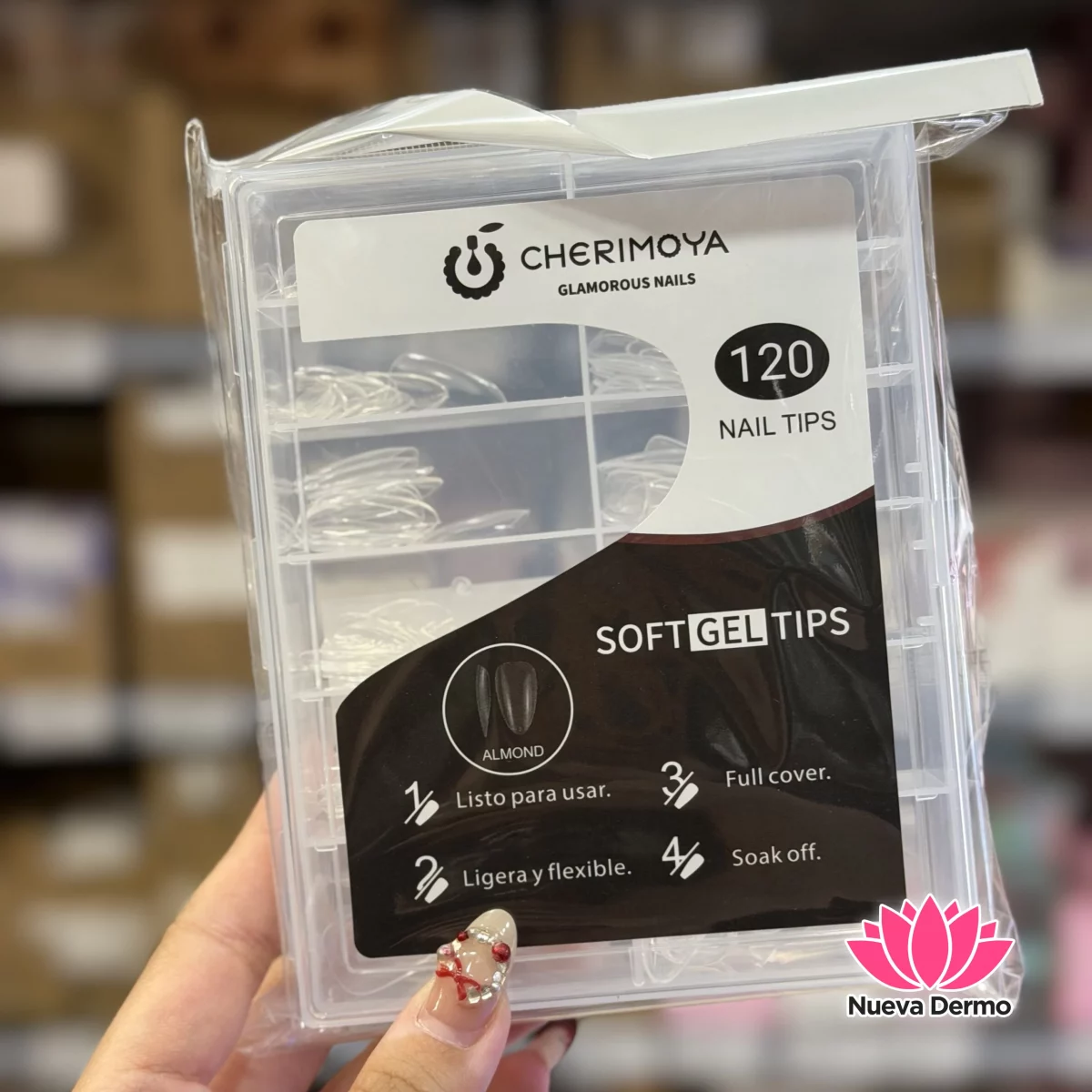 Tips Soft gel transparentes 120pc Almendra Cherimoya #BH001183