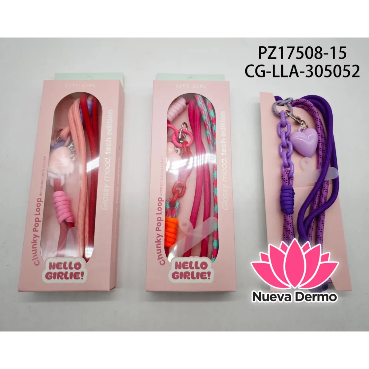 TIRA / COLLAR COLGANTE PARA CELULAR CON LLAVERO CORAZON