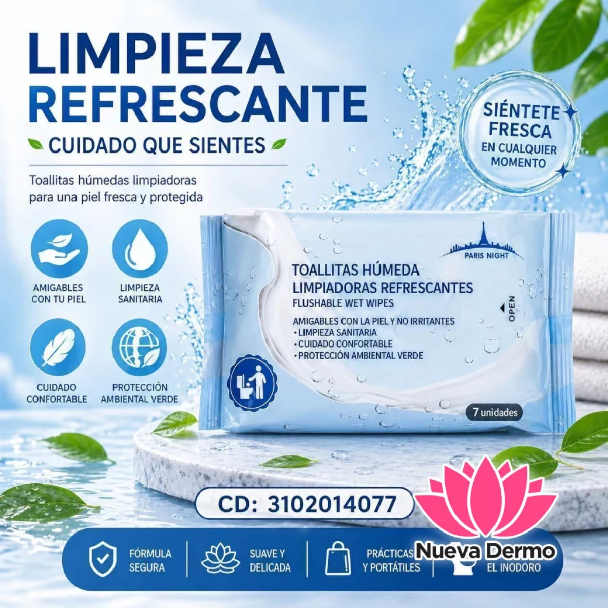 TOALLAS HUMEDA LIMPIEZA REFRESCANTE CD: 3102014077