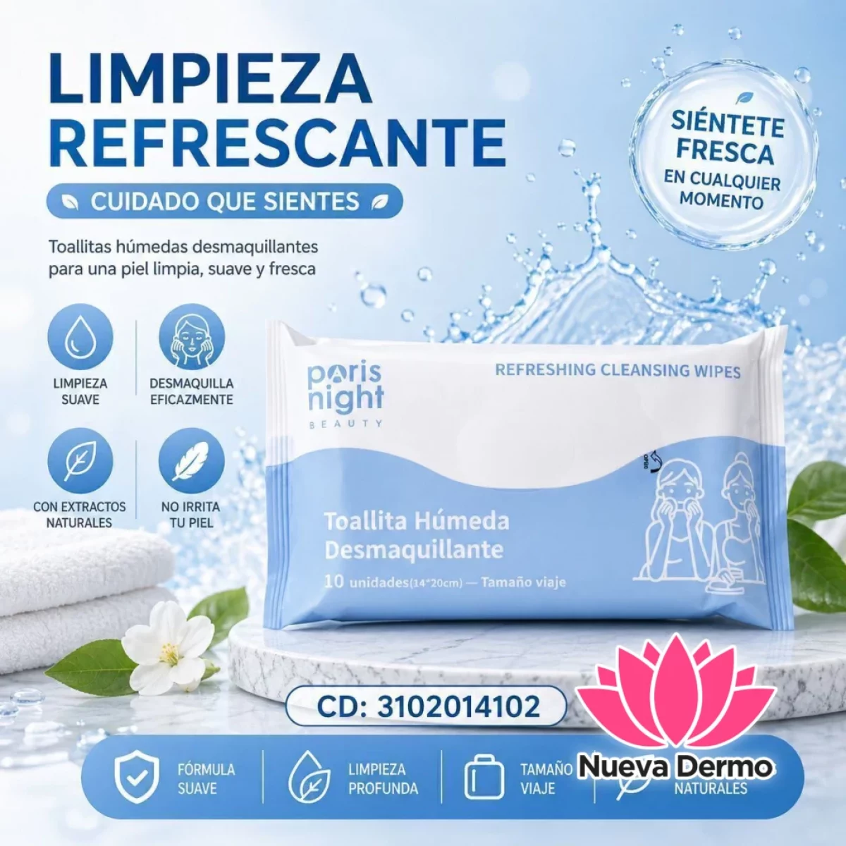 TOALLAS HUMEDA LIMPIEZA REFRESCANTE CD: 3102014102