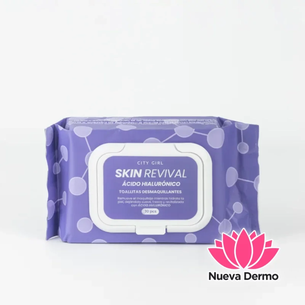 TOALLITAS DESMAQUILLANTES 30PCS – CON ÁCIDO HIALURONICO – CITY GIRL