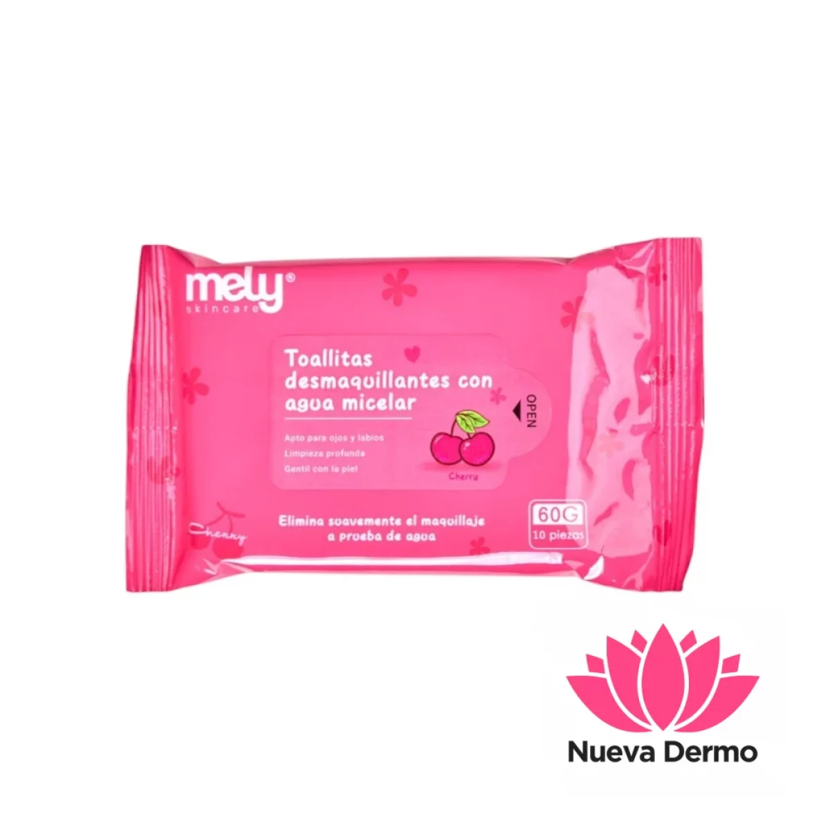 Toallitas Desmaquillantes con Agua Micelar Cerezas Mely MY891021