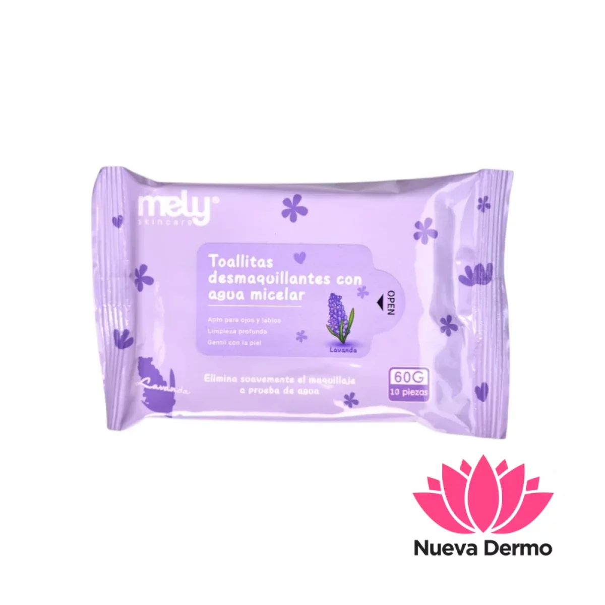 Toallitas Desmaquillantes con Agua Micelar Lavanda Mely MY891022