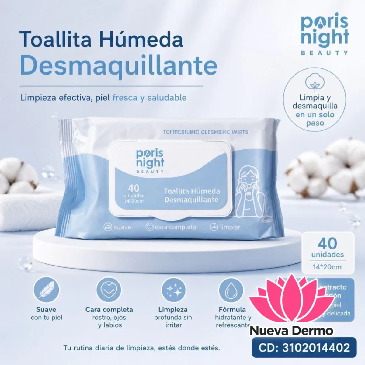 TOALLITAS HUMEDA DESMAQUILLANTE CD: 3102014402