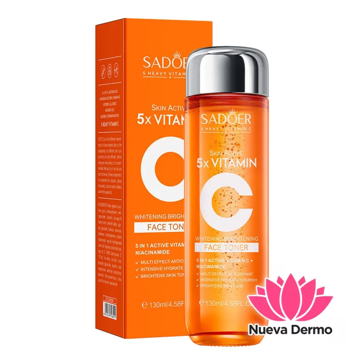 Toner Agua Tonica con 5 X Vitamina C Iluminador Reafirmante E Hidratante 130ML 08091