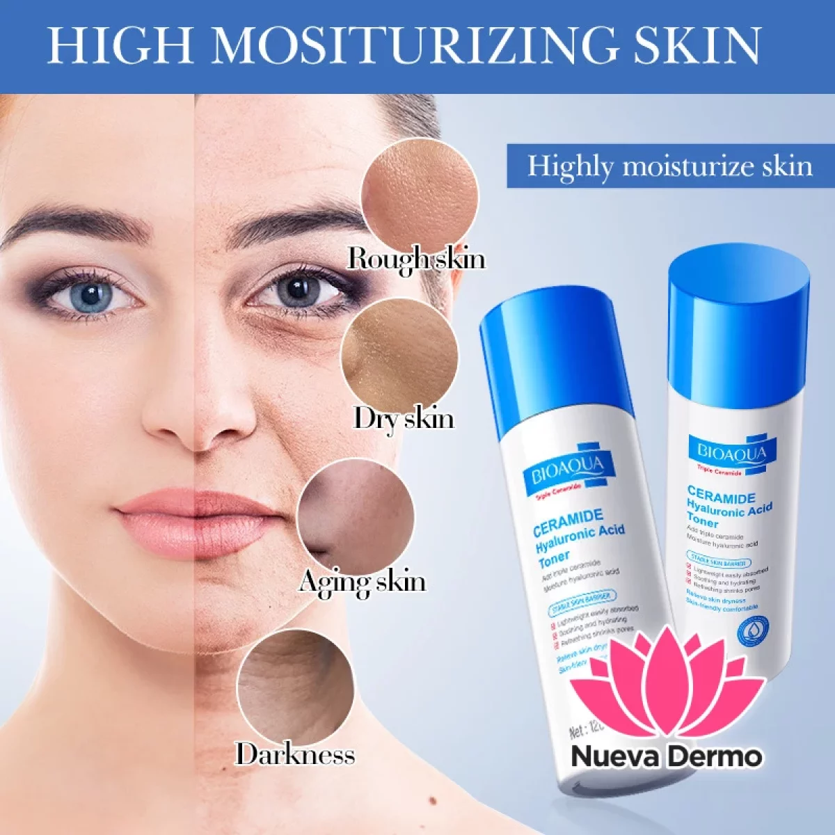 Toner Agua Tonica Hidratante de Acido Hialuronico con Ceramidas 120ML 33499