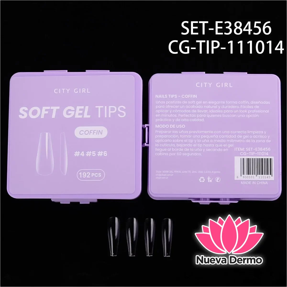 UÑAS SOFT GEL COFFIN 192PCS