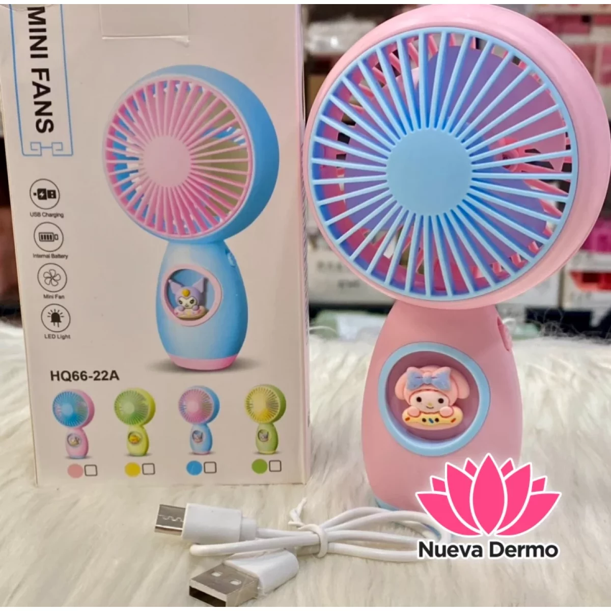 Ventilador Recargable con Cable Usb Alta Potencia #HQ66-22A