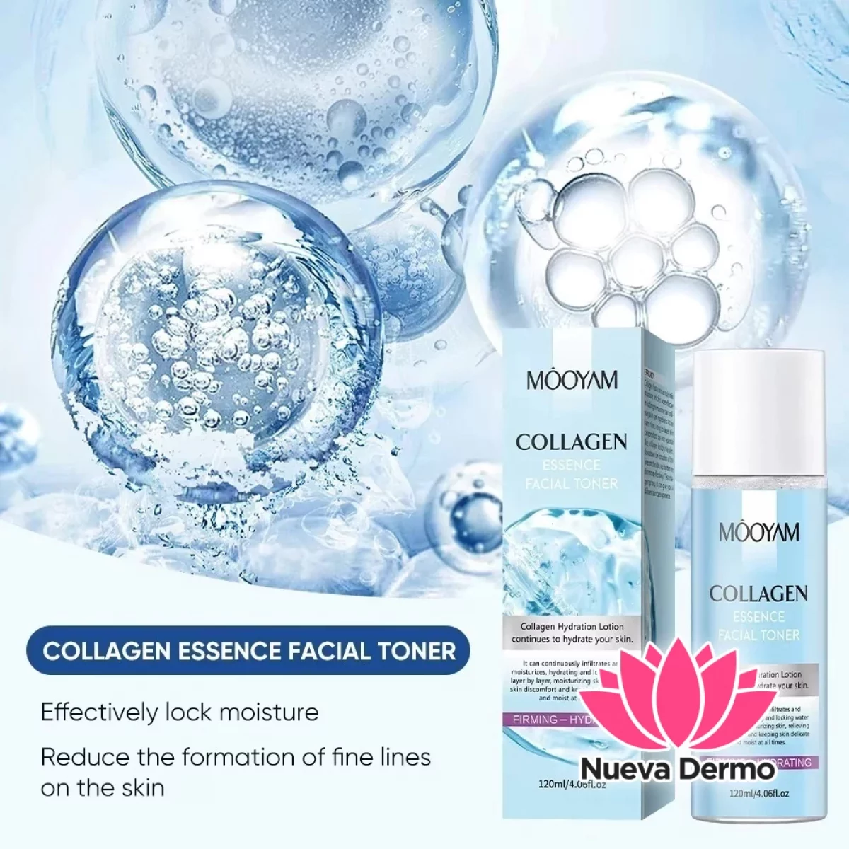 Witch Hazel Colágeno Facial Tonificador Reafirmante Hidratante Antienvejecimiento Aclaramiento Eliminador de manchas oscuras Forma líquida para aceito