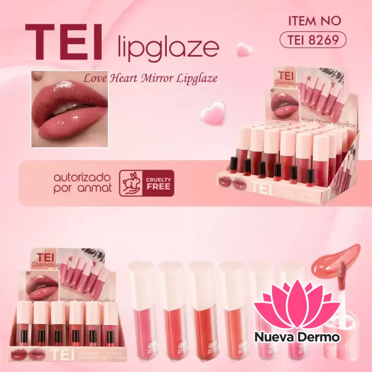 TEI LOVE HEART MIRROR LIPGLAZE TEI8269 6971968515087