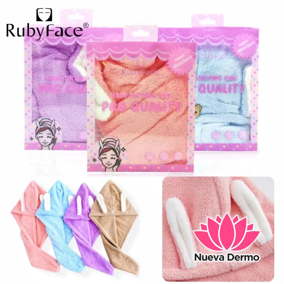 RUBYFACE TOALLA TURBANTE SECA PELO MG-253035/YMPRO 6972547656245