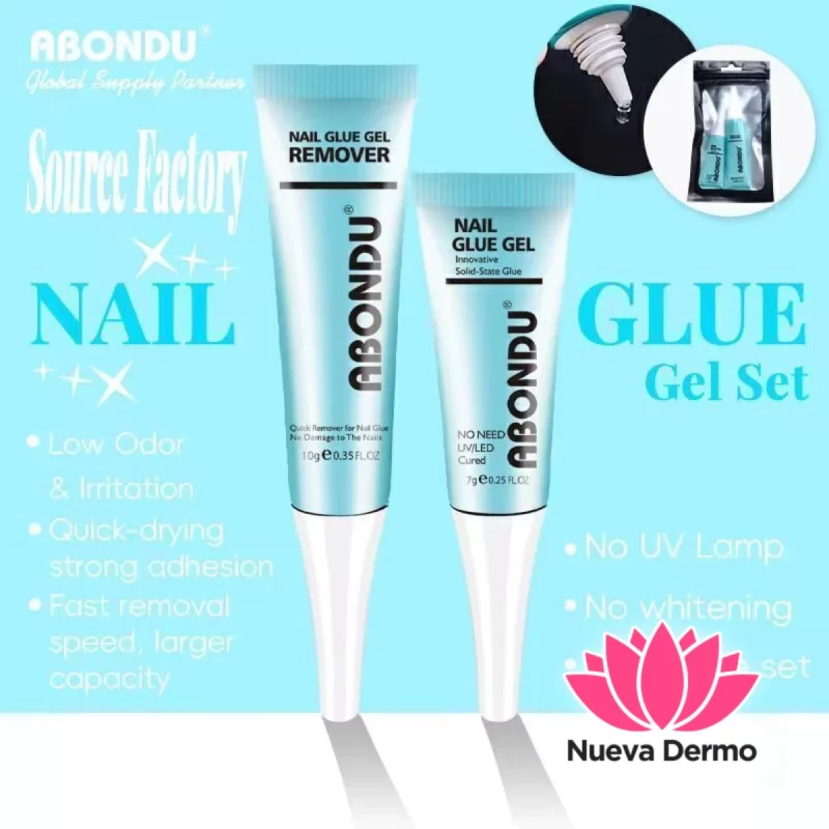ABONDU SET NAIL GLUE GEL & REMOVER MG-GG09 6951685163181