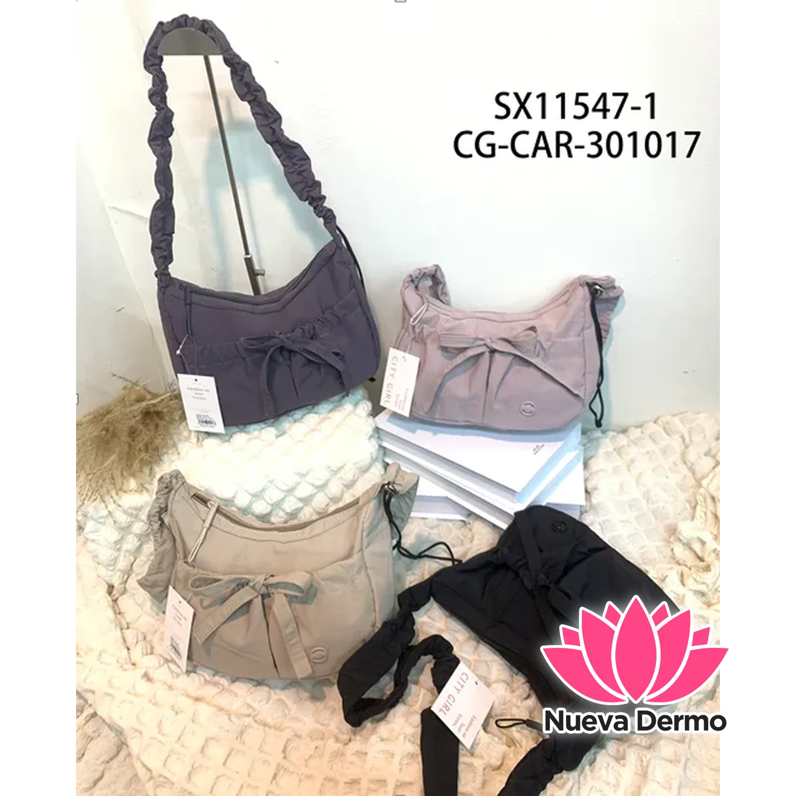 CARTERA DE TELA CON MOÑITO