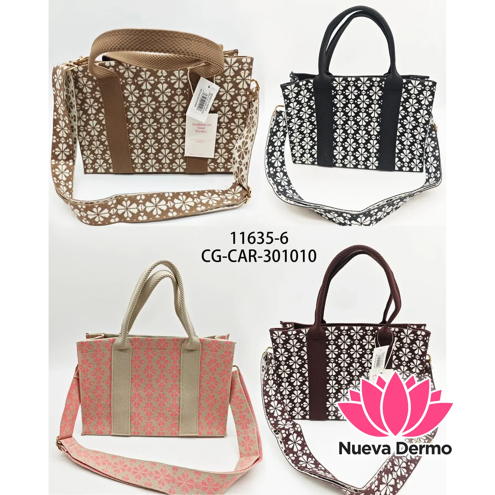 CARTERA DE TELA CON ESTAMPA DE FLORES