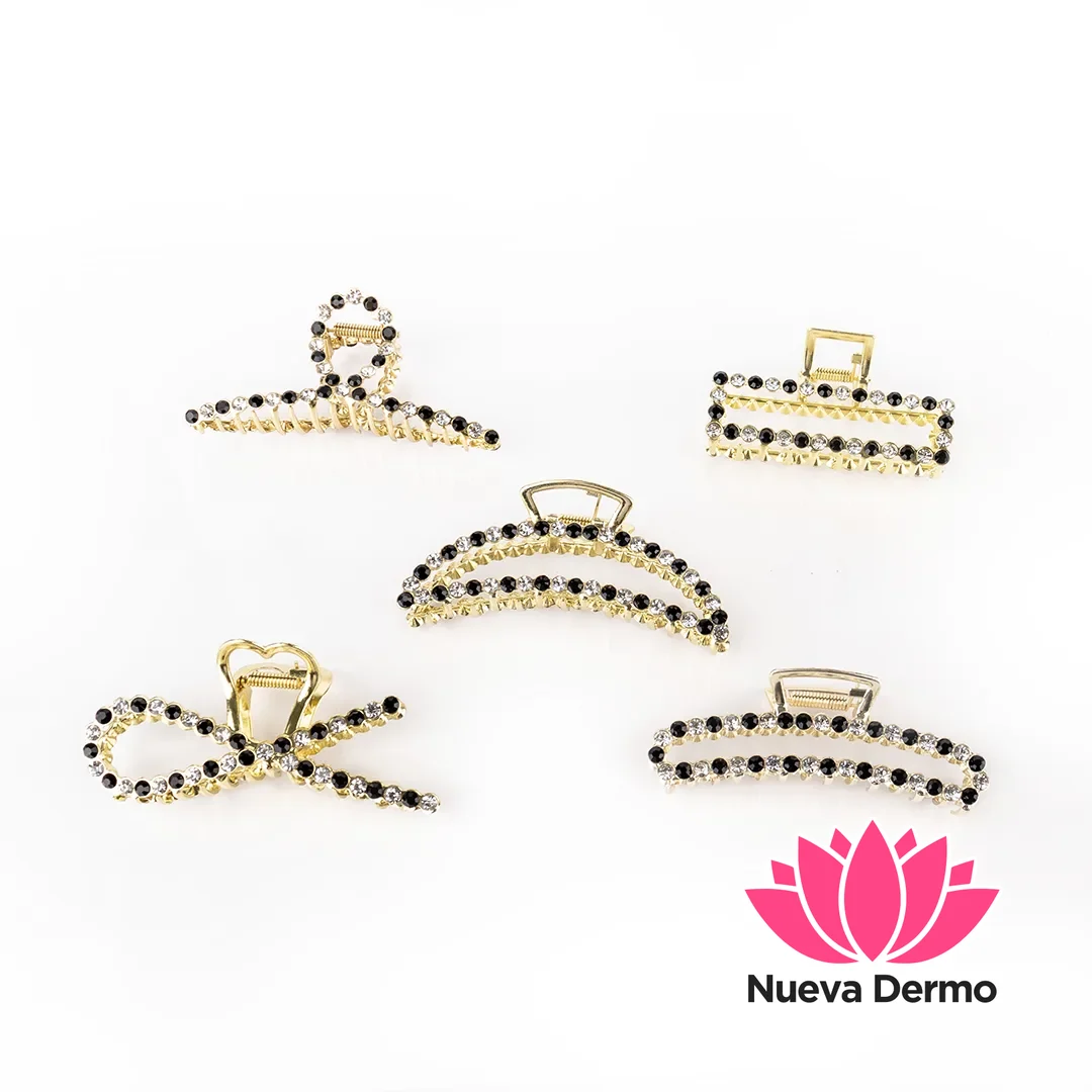 GANCHO CON STRASS BLANCO Y NEGRO