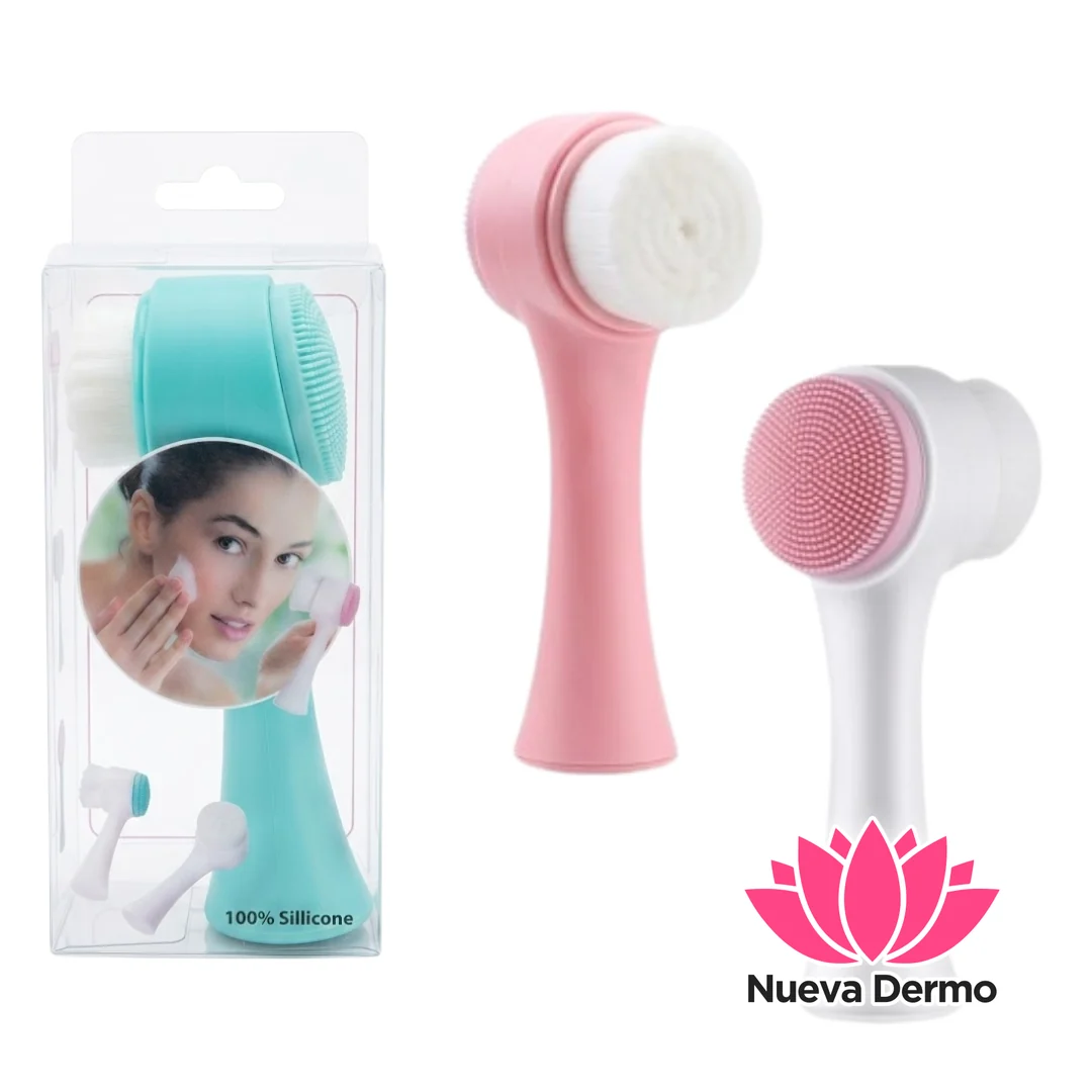 Limpiador Facial Silicona Y Cepillo Doble Manual Exfoliante