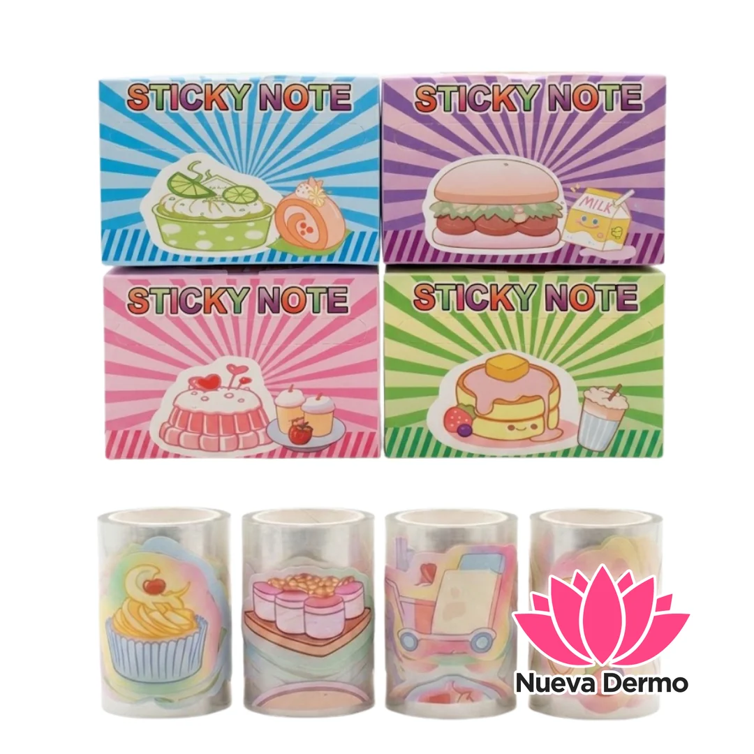 Nota Rollo De Stickers x50 Kawaii Librería