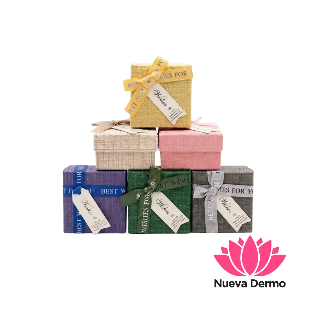 Mini Caja De Regalo Para Anillo/Collar Con Moño Y Glitter