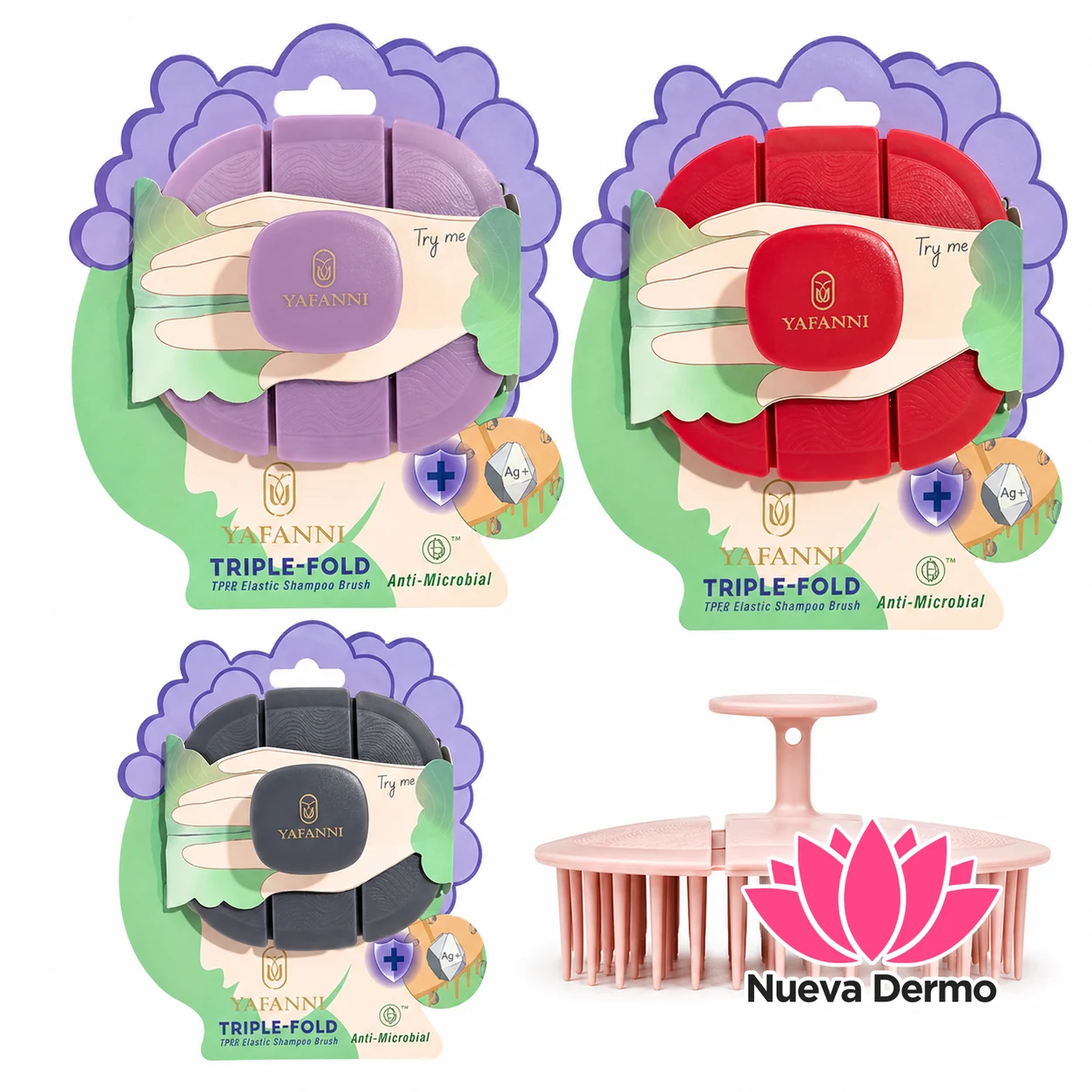 Cepillo Desenredante De Plástico Limpiador P/ Cabello Yafanni