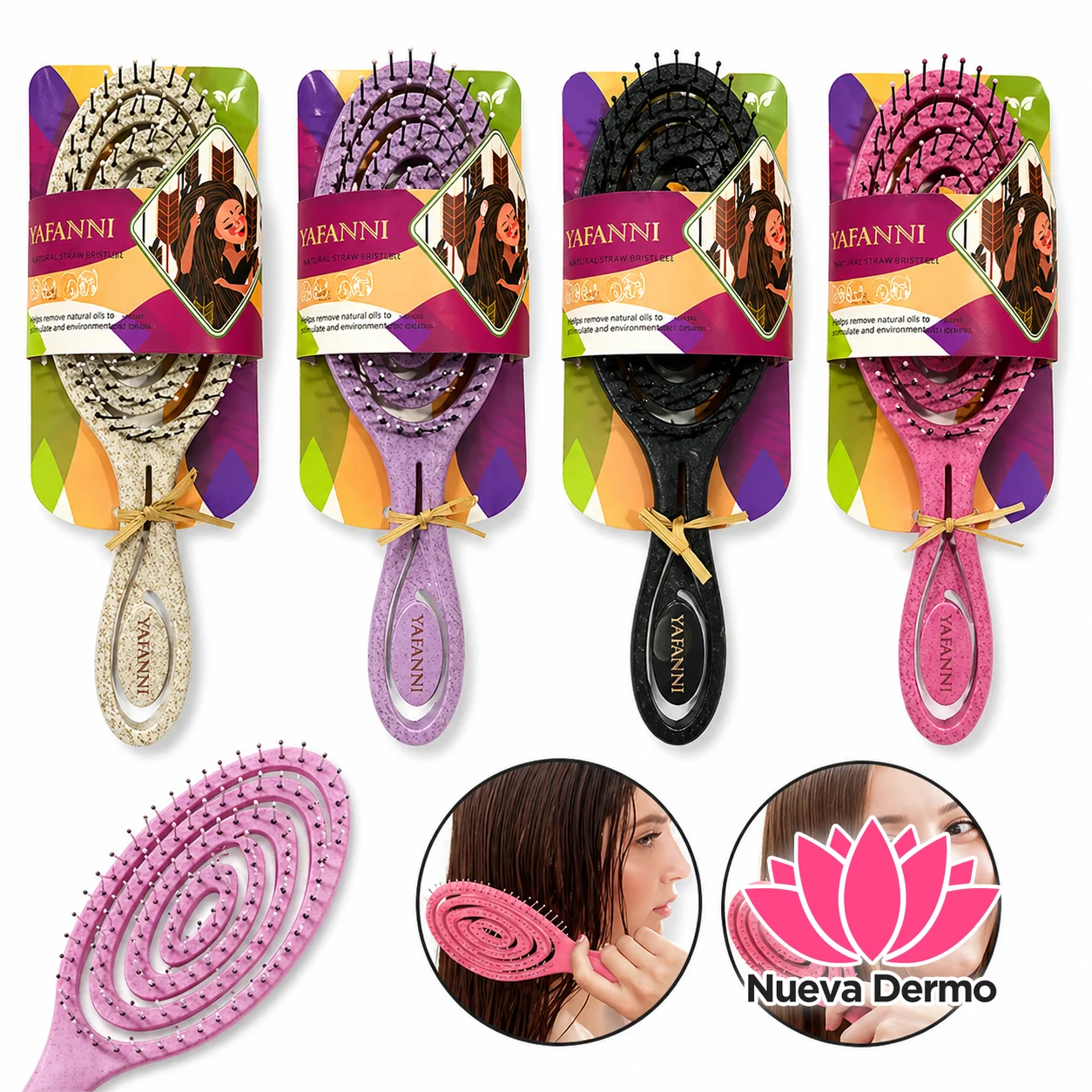 Cepillo P/ Desenredar Cabello Redondo Plastico Yafanni