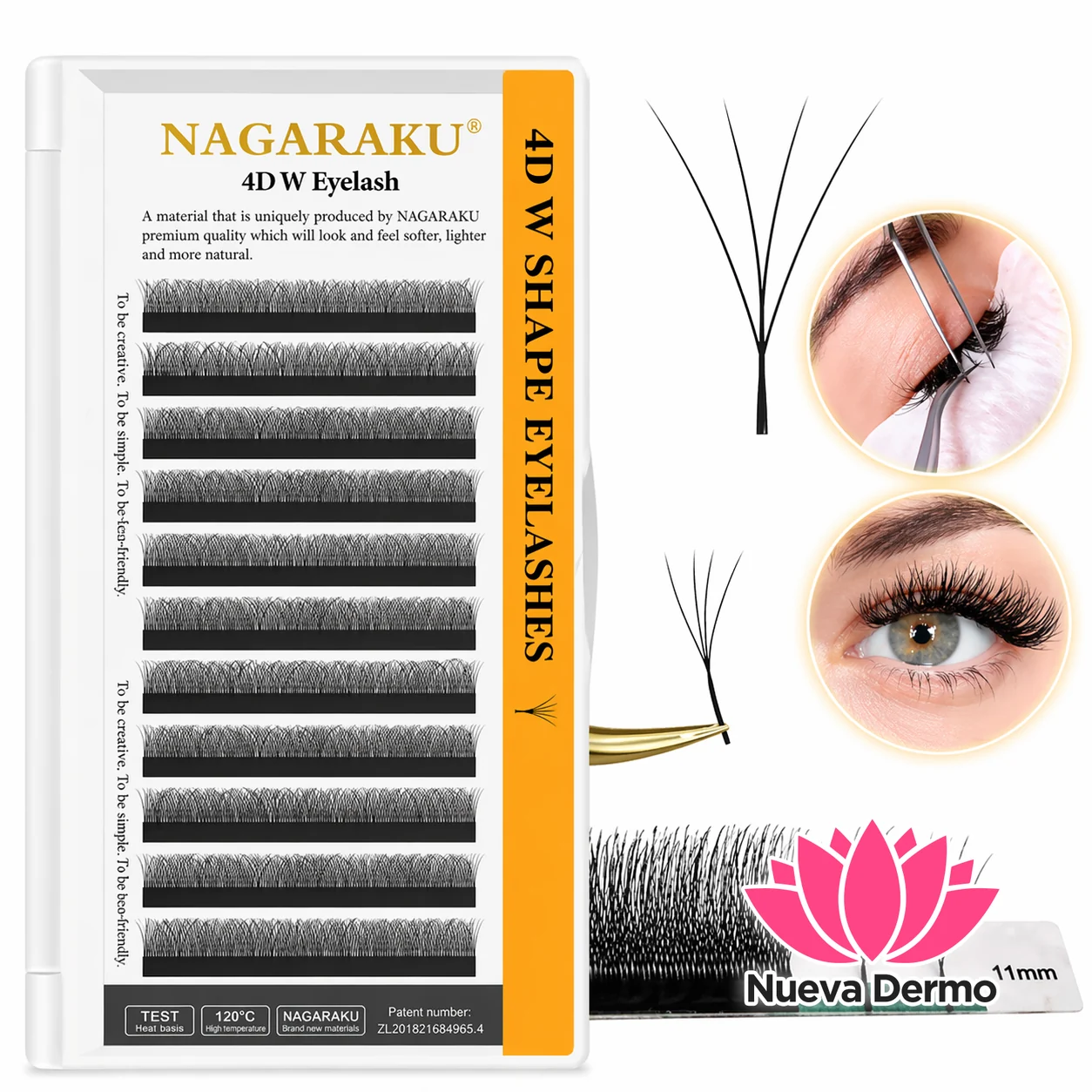 Pestañas Nagaraku 4d W Shape Natural P/ Extensiones Pestañas