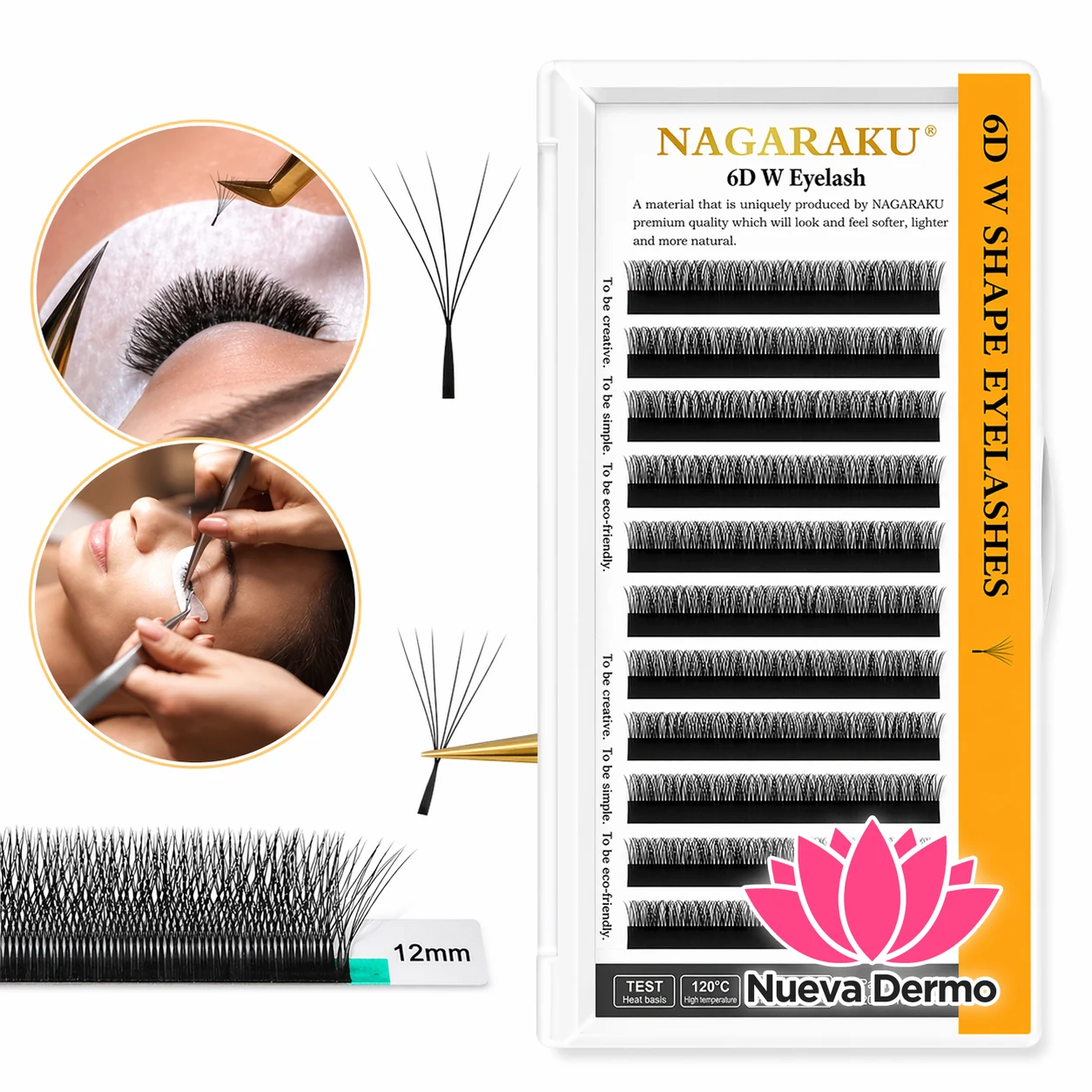 Pestañas Nagaraku 6d W Shape Natural P/ Extensiones Pestañas