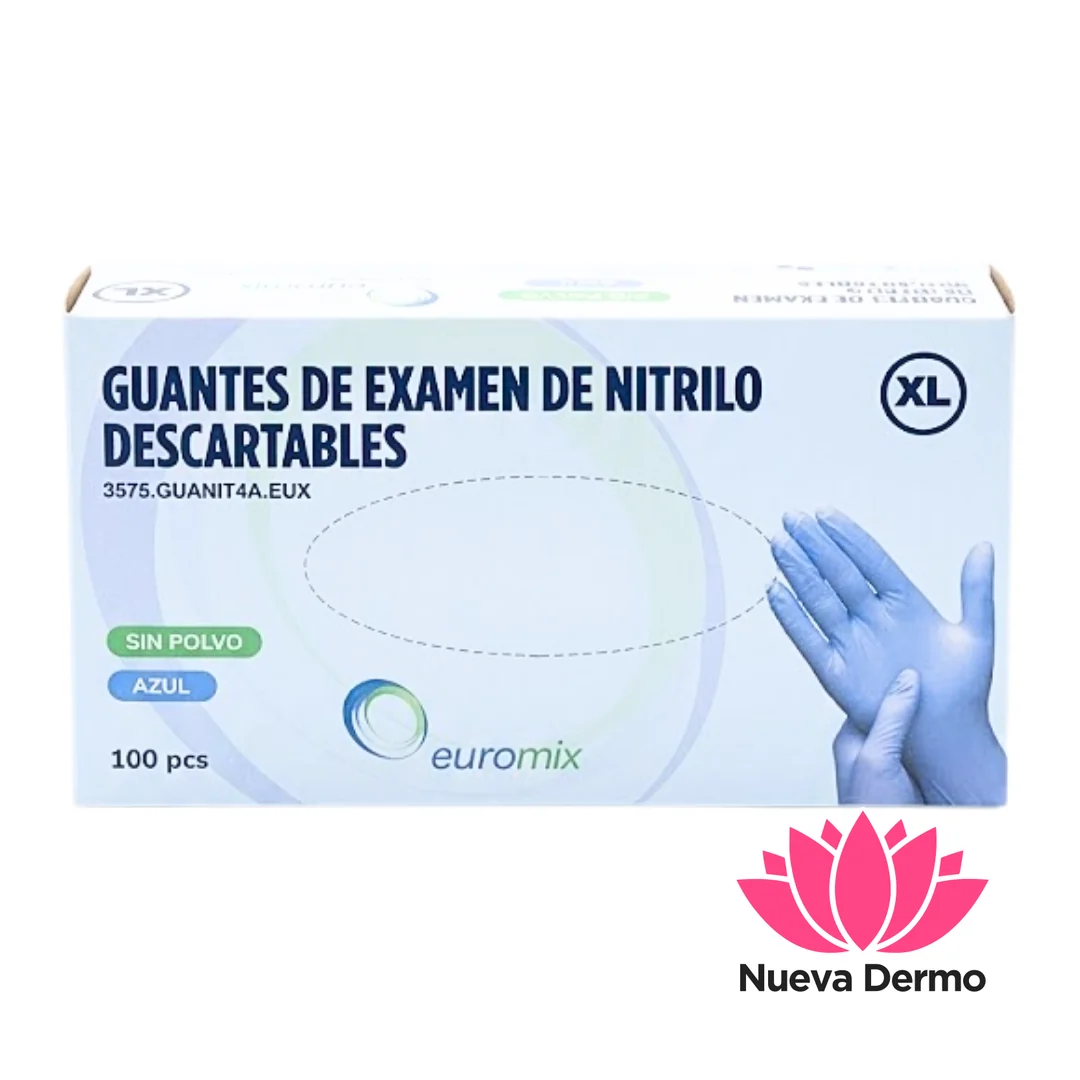 Guantes De Nitrilo Descartable Sin Polvo X100u En Caja Azul XL