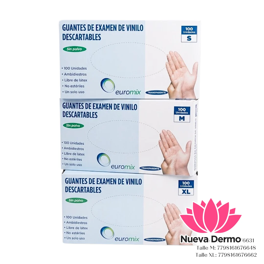 Guantes De Vinilo Descartable Sin Polvo X100 En Caja Cristal S