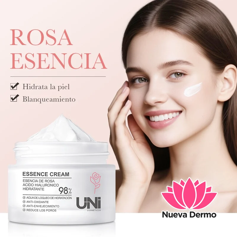 Crema Hidratante De Rosas Con Acido Hialuronico Anti-age x6