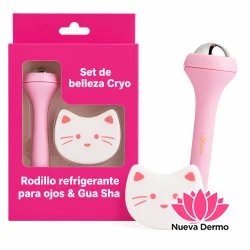 Set De Belleza Cryo Rodillo Refrigerante Y Piedra Gua Sha